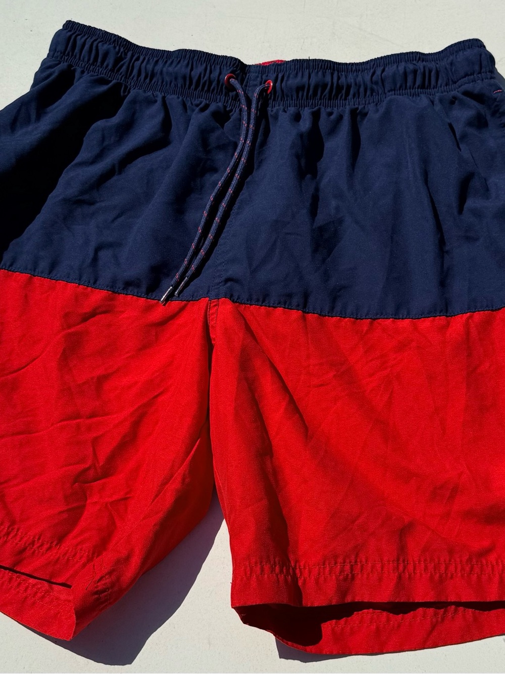 Men's Two-Tone Navy and Red Swim Trunks